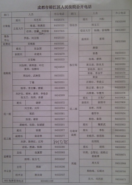 锦江区法院电话